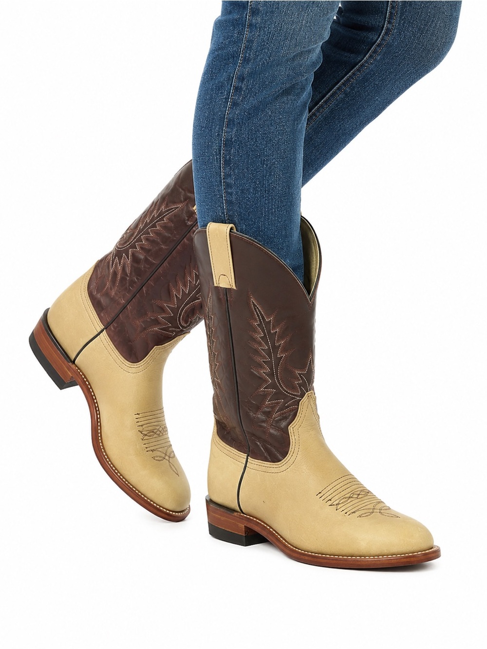 Size 10 Wide Brahma by Canada West Women’s Two Tone Leather Cowboy Boots